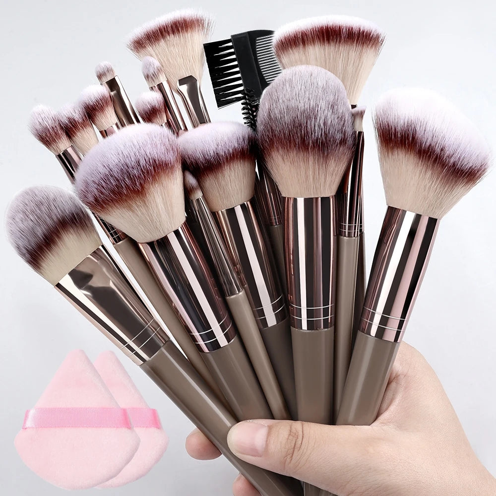 Set Pinceaux Maquillage Professionnel 1 à 20 Pcs – Blush, Highlighter, Fond de Teint & Fard | Ultra-Doux Femme