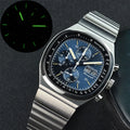 Hruodland F022 Retro Chronograph-Herrenuhr – Saphirglas Edelstahl Blau & Schwarz Fashion