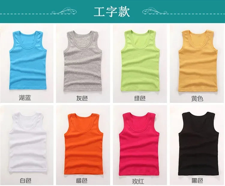 Débardeur Enfant Coton Couleur Unie – T-Shirt Sans Manches Sport Été Garçon Fille Casual