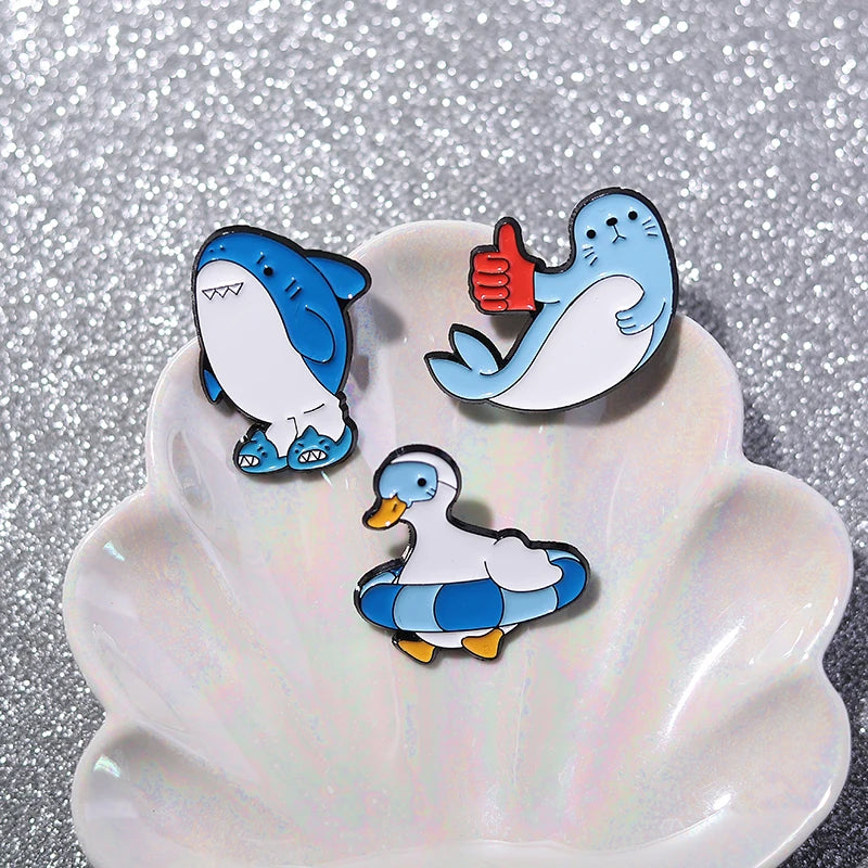 Pin's Émail Animaux Cartoon – Pingouin, Grenouille, Lapin & Chat | Broche Métal Badge Lapel | Bijou Cadeau Tendance