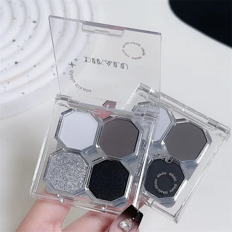 Palette Fard à Paupières 4 Couleurs Black Light Star – Smoky Noir Profond Ciment Sombre | Illuminateur Maquillage Cosmétique