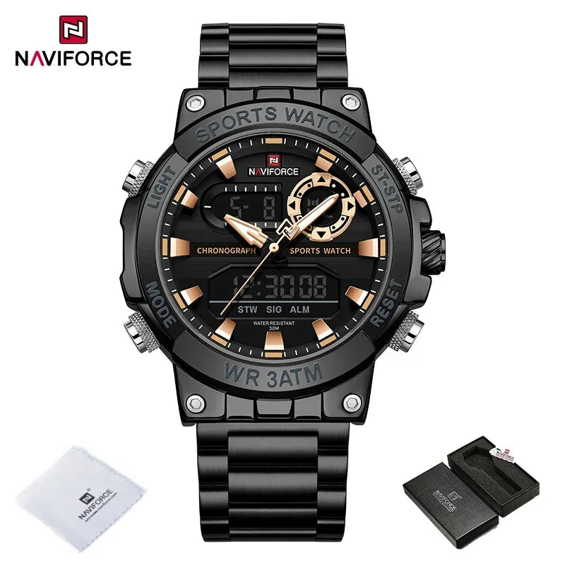 Montre Homme Militaire NAVIFORCE Double Affichage Quartz – Sport Étanche Grand Cadran