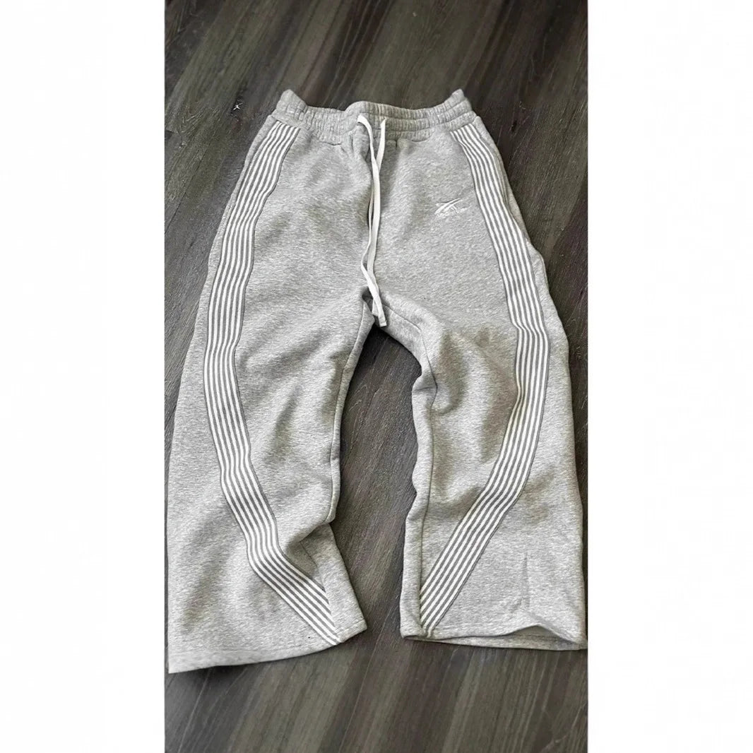 Herren Freizeithose Gestreift Weite Passform Gerade Geschnitten – Elastischer Kordelzug Sport Herbst Winter Streetwear Urban | Herrenmode