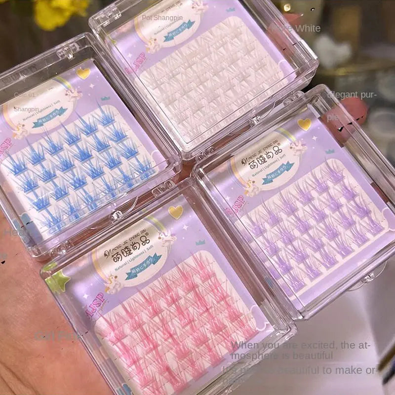 Clusters Cils Colorés Manga Rose Blanc Bleu Violet – Faux Cils Naturels Longs Faux Bouquets | Maquillage Wholesale