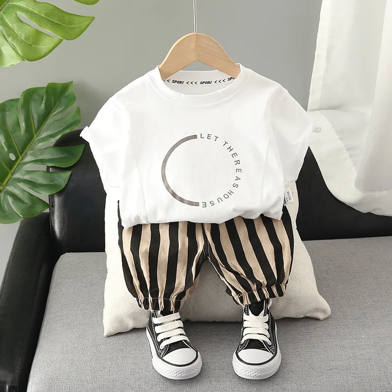 Ensemble 2 Pièces Garçon Été T-Shirt + Short Coton – Tenue Fashion Casual Enfant Manches Courtes