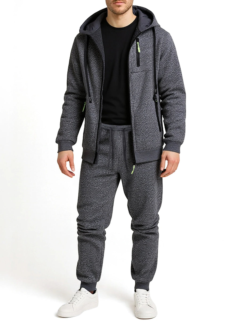 Ensemble Jogging 2 Pièces Homme Zip Capuche – Sweatshirt Pantalon Sportswear Casual Automne