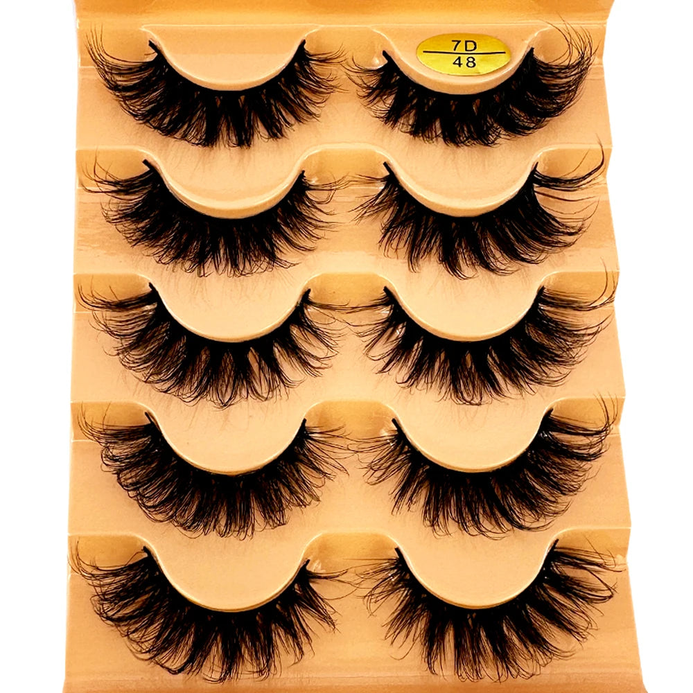 Faux Cils Cat Eye 3D – Lot 5 Paires | Manga Wispy Naturels Courbe D