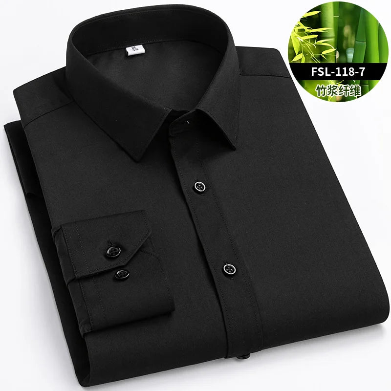 Chemise Homme Fibre de Bambou Stretch Manches Longues Anti-Froissé Sans Repassage Slim Business Casual Bureau Blanche Éco-Premium – Chemise Bambou Premium Stretch Anti-Froissé Sans Repassage Slim Business Blanche | Mode Homme Business Éco-Premium