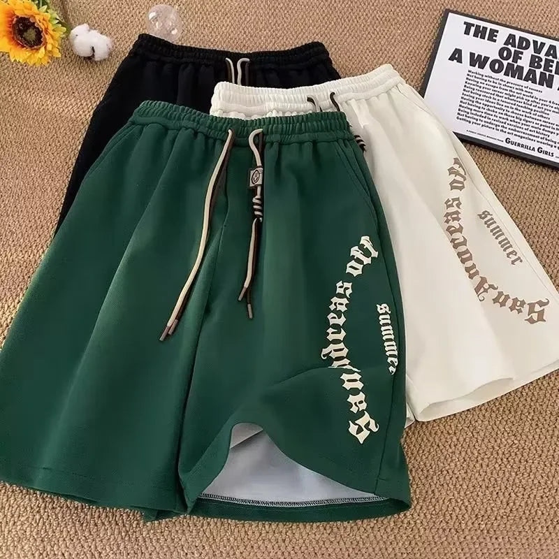 Short Homme Oversize Casual Plage Imprimé Lettres Rétro – Sport 5 Poches Grande Taille M-5XL | Mode Homme Été