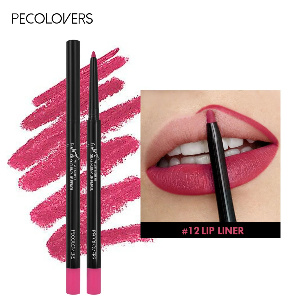Crayon Lipliner Mat Waterproof – 12 Couleurs Longue Tenue | Contour Lèvres Hydratant