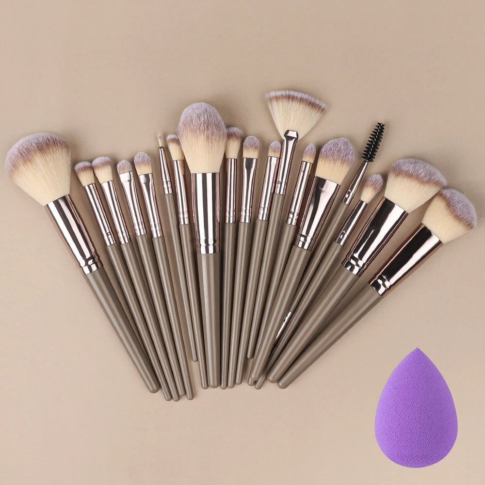 Set Pinceaux Maquillage Fluffy 3 à 20 Pcs – Poudre Libre, Fards & Blush | Brosse Fond de Teint Femme