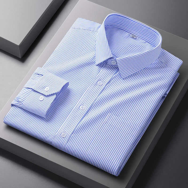 Chemise Homme Formelle Manches Longues Bureau Uni Mode Business Poche Sociale Bleu Blanc Grande Taille S-5XL – Élégante & Professionnelle | Mode Homme Premium