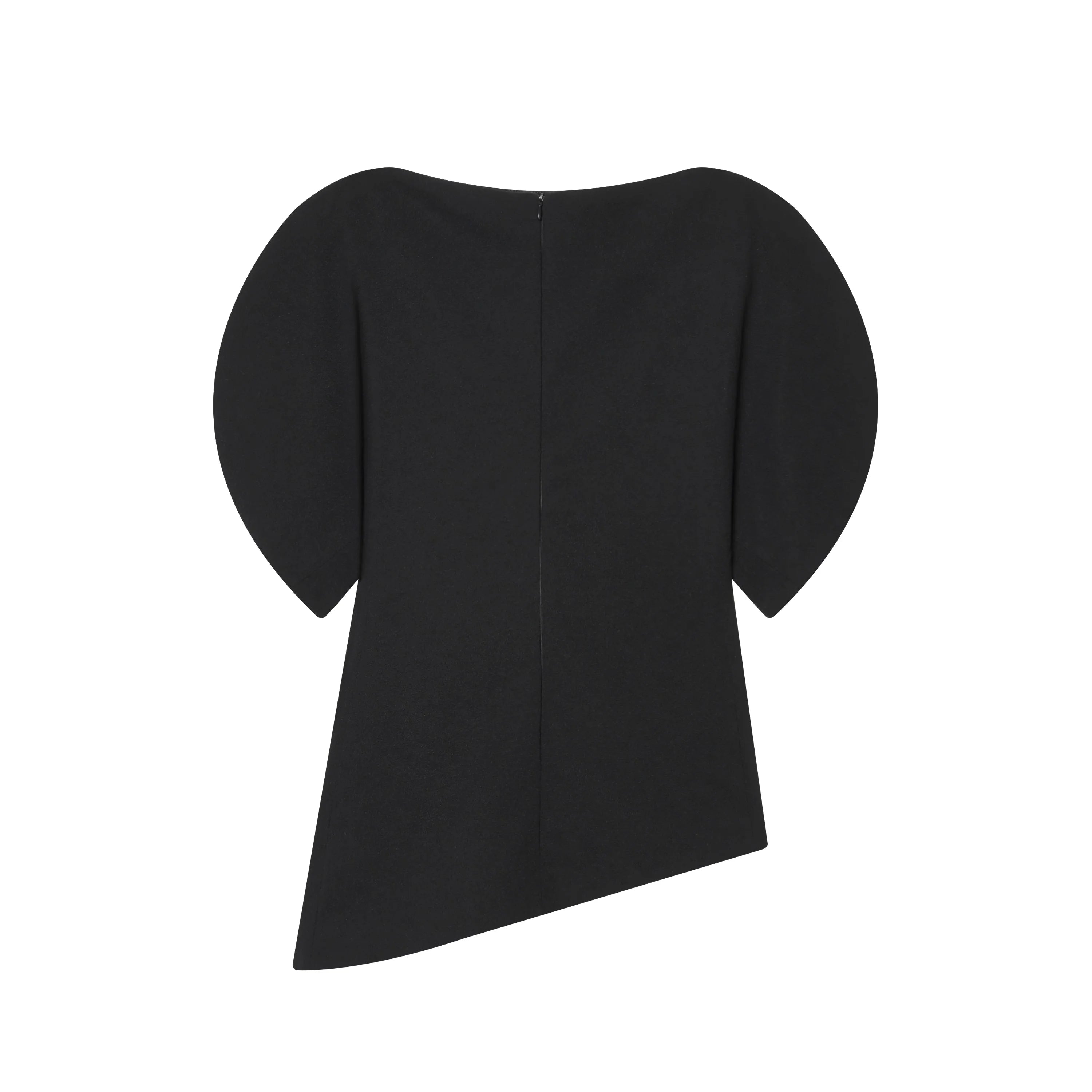 Blouse Noire Vintage Femme – Manches Bouffantes Courtes & Ourlet Asymétrique | Chic Tendance Printemps 2026
