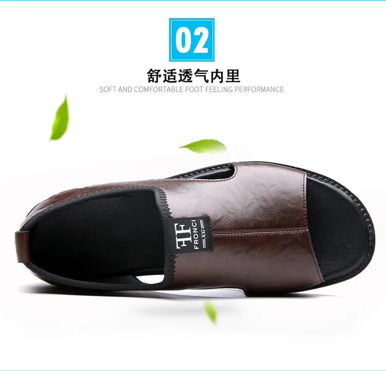 Sandales Cuir Soft Sole Homme Plage Conduite – Slippers Outdoor Confortables Qualité