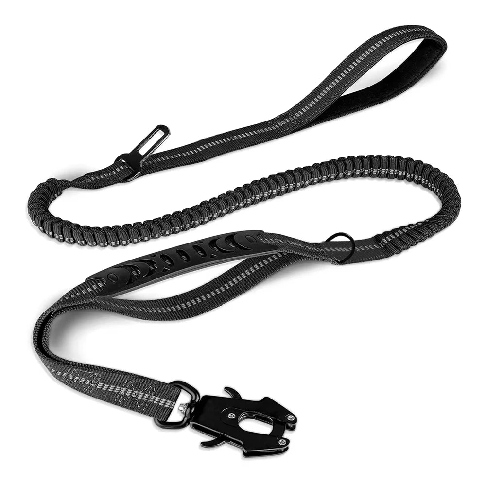 Laisse Chien Grande Race Robuste Anti-Traction Bungee Tactique – 2 Poignées Rembourrées Absorption Chocs | Accessoires Chien