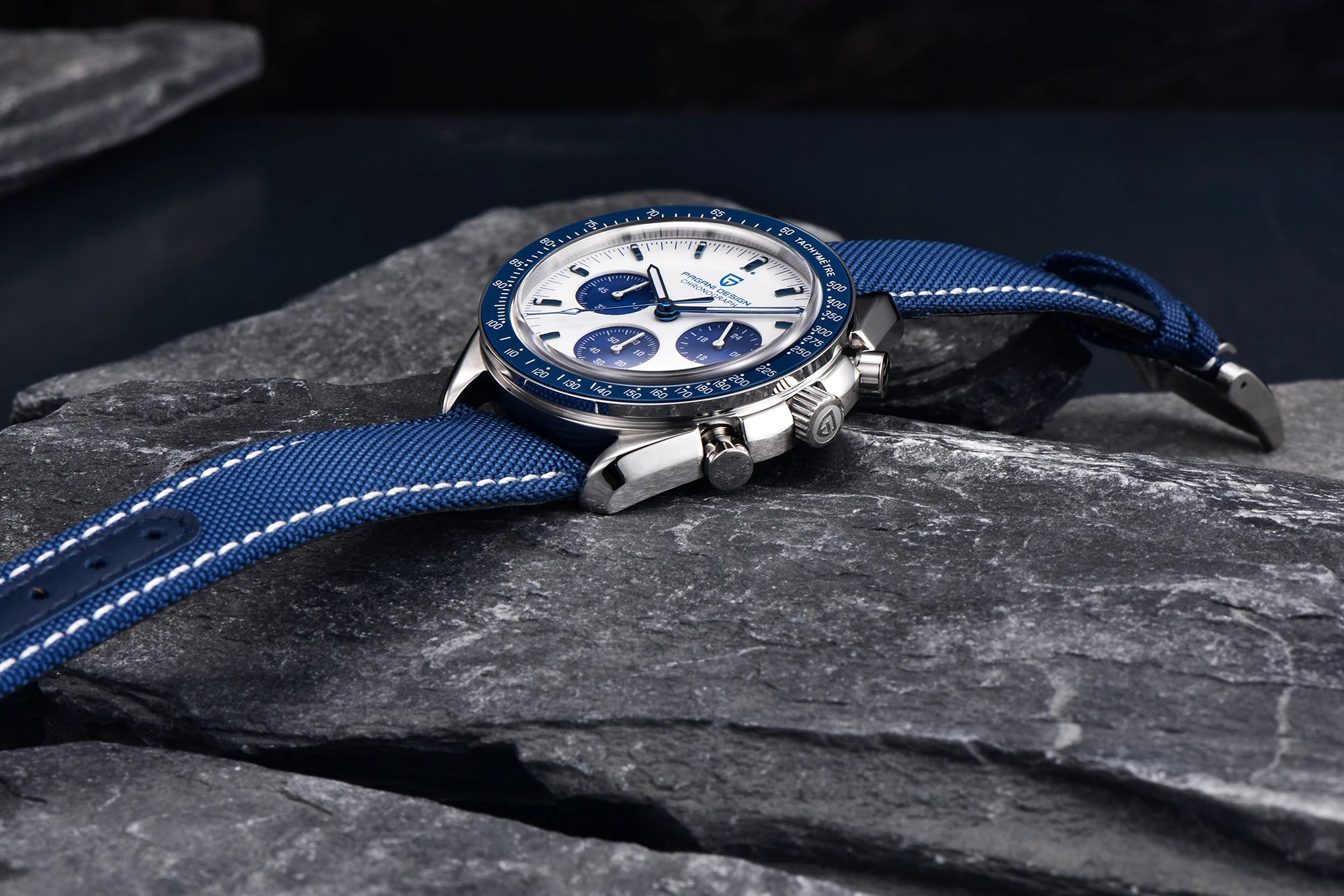 Montre Homme PAGANI DESIGN 2025 Lune Or Argent Quartz – Chronographe Saphir AR Date Auto
