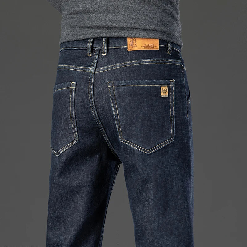 Jean Homme Polaire Intérieur Épais Thermique Chaud Hiver Coupe Droite Stretch Casual Business | Jean Polaire Thermique Premium