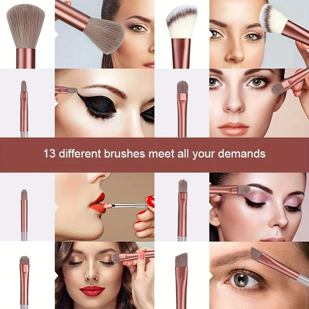 Set de Pinceaux Maquillage 13 Pièces - Synthétiques Premium