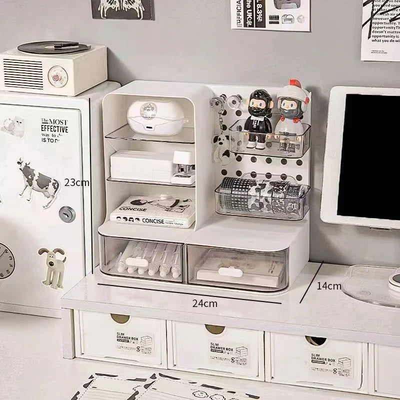 Organisateur Bureau Adorable Cream Style – Crochet Tiroir Tableau Perforé Porte-Cartes Papeterie
