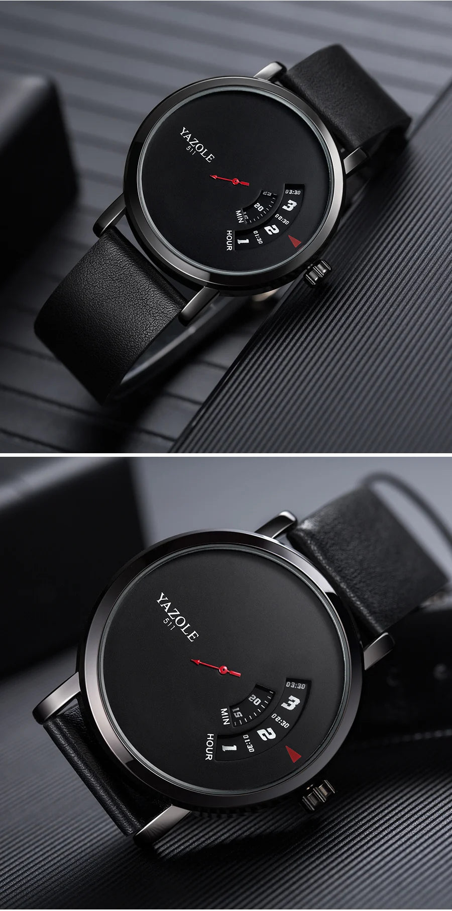 Montre Homme YAZOLE Quartz Bracelet PU Casual Unique – Étanche Fashion Tendance 2025