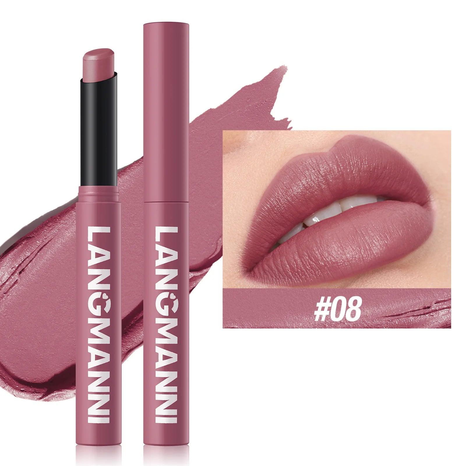 Crayon Lèvres Mat Waterproof 12 Couleurs – Longue Tenue Sans Transfert | Teinture Nude & Lip Stain