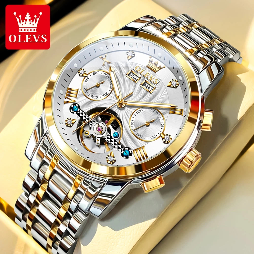Montre Mécanique Automatique Luxe Homme OLEVS 7088 – Grand Cadran Lumineux Étanche Cadeau