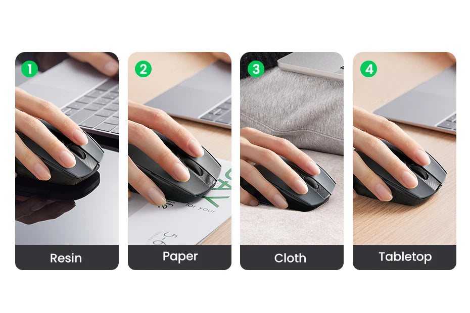 UGREEN Souris Sans Fil Ergonomique – Bluetooth 5.0 & 2.4G, 4000 DPI, 6 Boutons Silencieux | MacBook, PC & Tablette