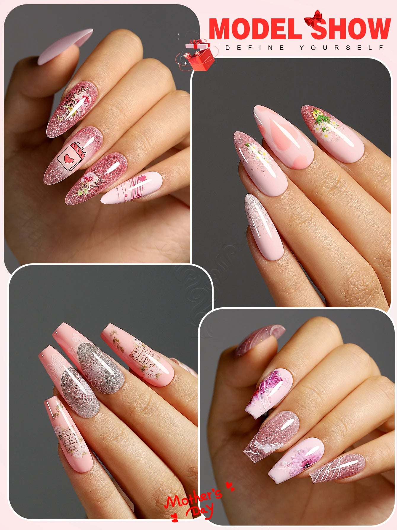 YOKEFELLOW Gel Polish Pastel Pink Glitter 6pcs – Vernis Semi-Permanent Été DIY Salon 10ML
