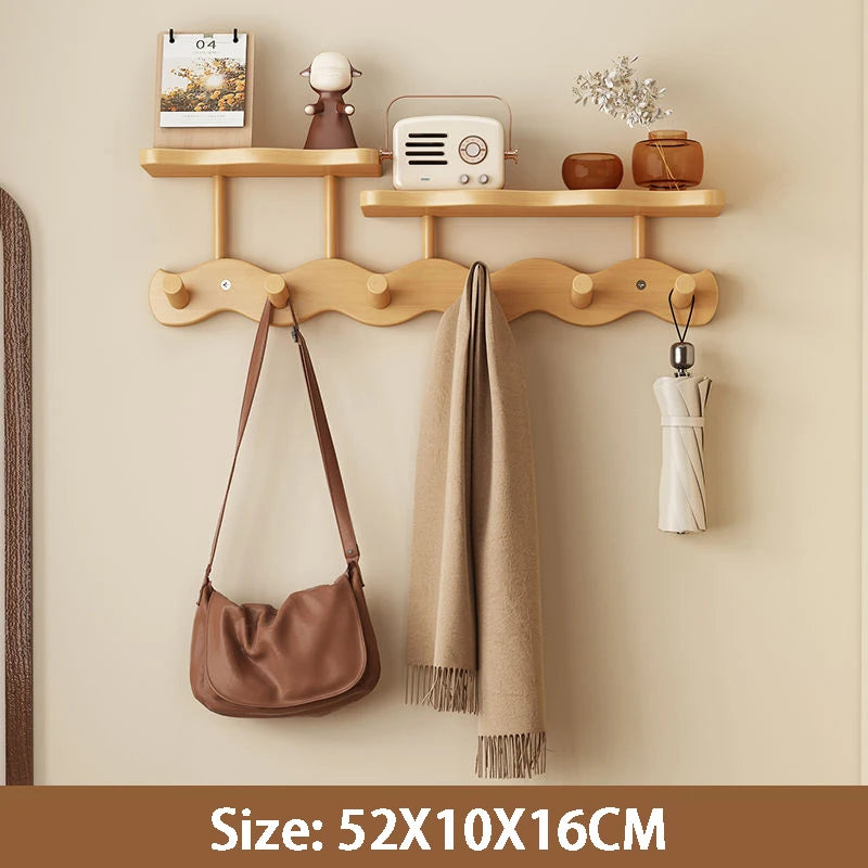 Porte-Manteau Mural Multifonction – Patère Entrée avec Étagère Crochets Vêtements Sacs Clés Écharpes