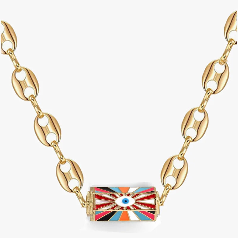 Collier Ras-du-Cou Boho Vintage – Cœur, Coquillage & Œil Turc | Bijou Femme Tendance Été & Plage | Accessoire Mode Charme