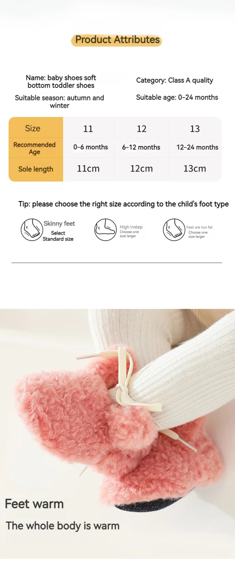Chaussons Bébé Hiver Unisexe – Bottines Douces Cachemire Agneau Antidérapantes Chauds Nouveau-Né Toddler