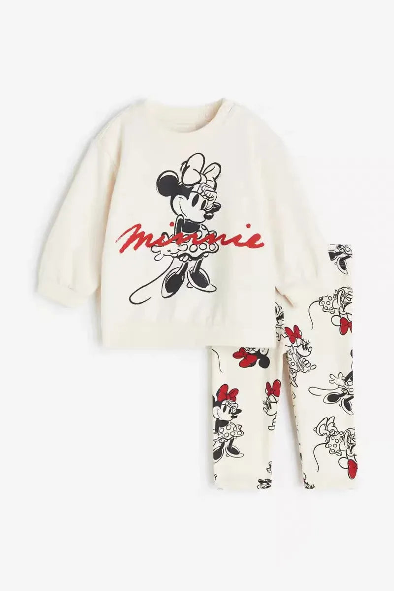 Ensemble 2 Pièces Fille Sweatshirt + Pantalon Imprimé Cartoon – Tenue Automne Hiver 1-6 Ans