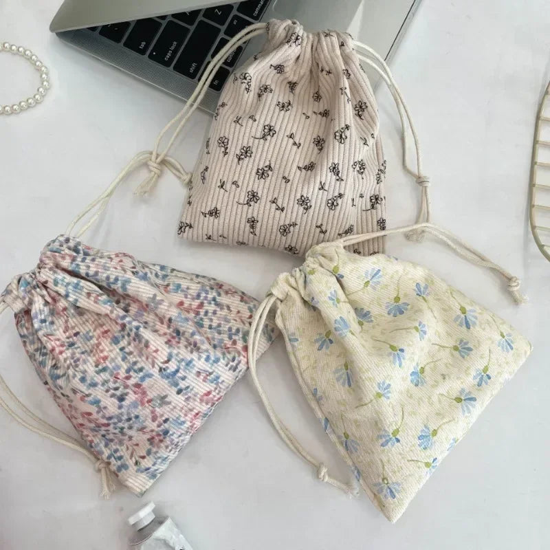 Trousse Maquillage Kawaii Florale - Pochette Cosmétiques & Voyage Cordon