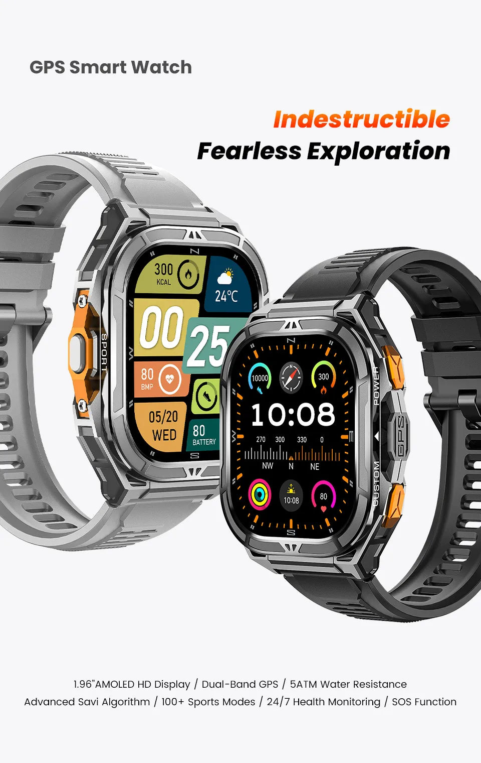 Smartwatch XIAOMI Sport GPS Boussole Appel BT Altimètre Santé – Étanche 3ATM Natation