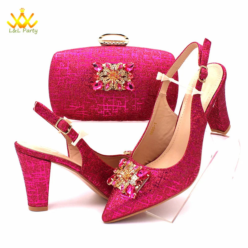 Ensemble Chaussures + Sac Italien Orange Cristal – Pumps Luxe Mariage Fête 2024