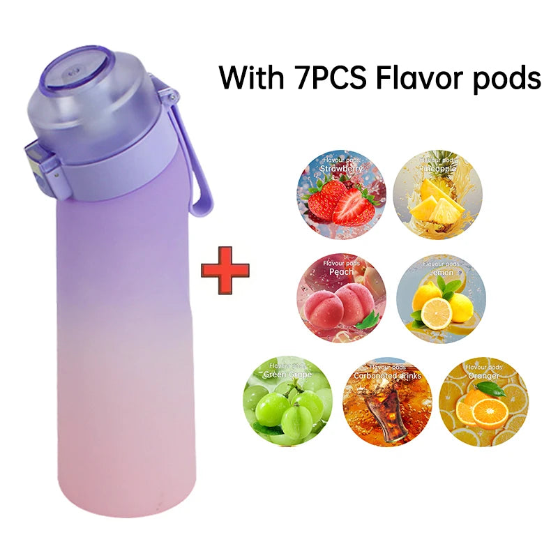 Gourde Aromatisée LUSQI Air + 7 Anneaux Saveurs Inclus – Tritan Sans BPA | Paille Sport & Fitness | Hydratation Savoureuse Outdoor