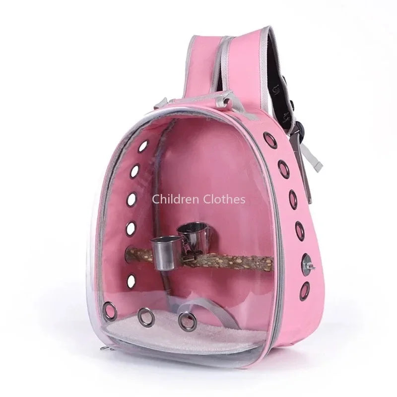 Sac Transport Perroquet & Oiseaux Backpack Acrylique – Perchoir, Mangeoire, Cage Portable | Perruche, Cocatièl & Lapin