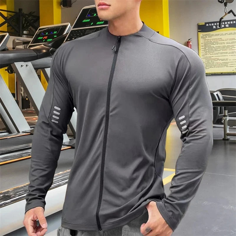 T-Shirt Homme Manches Longues Zip – Loose Casual Jogging Gym Fitness Entraînement Sport | Mode Homme Premium