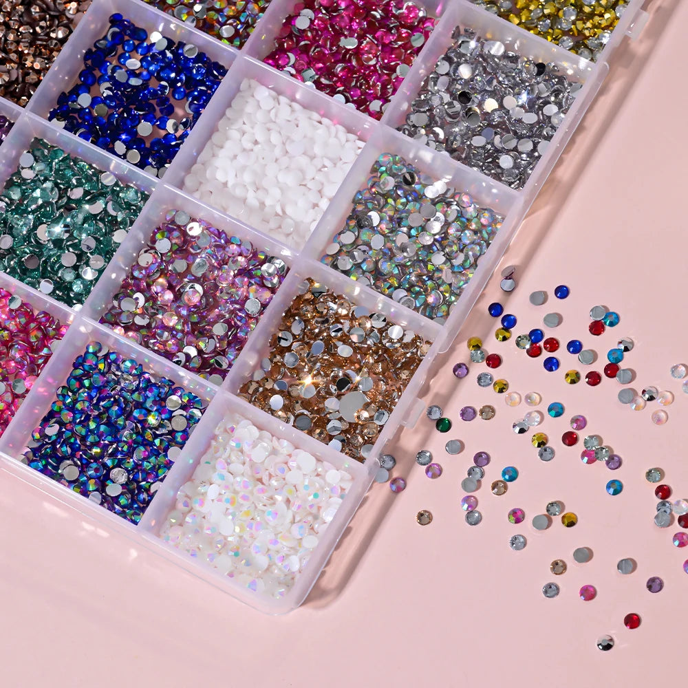 Strass Nail Art 3D Colorés – Diamants Plats Ronds | Déco Ongles DIY