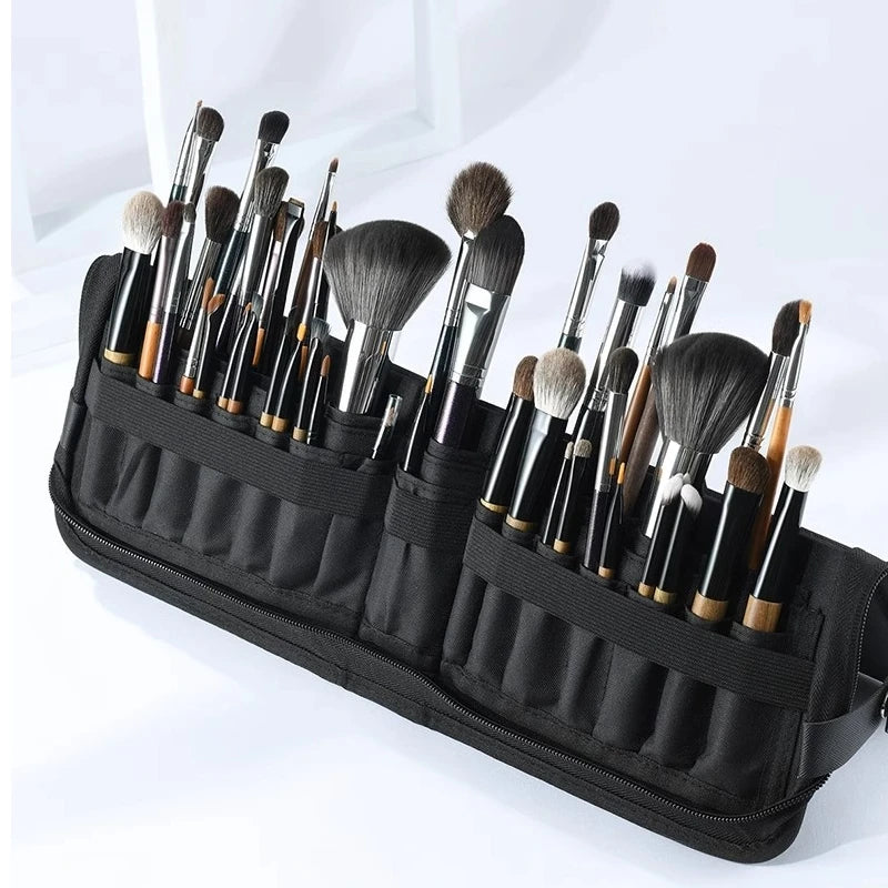 Pochette Pinceaux Maquillage 14/23/29 Trous – Organisateur Oxford Noir Waterproof | Trousse Pinceaux Portable Professionnel