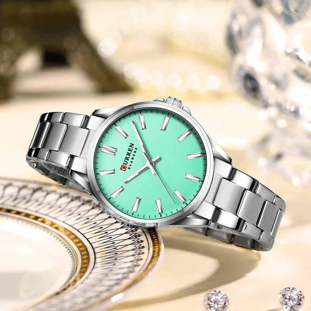 Montre Femme CURREN Fashion Casual Quartz – Acier Inoxydable Cadran Rond Simple Élégante