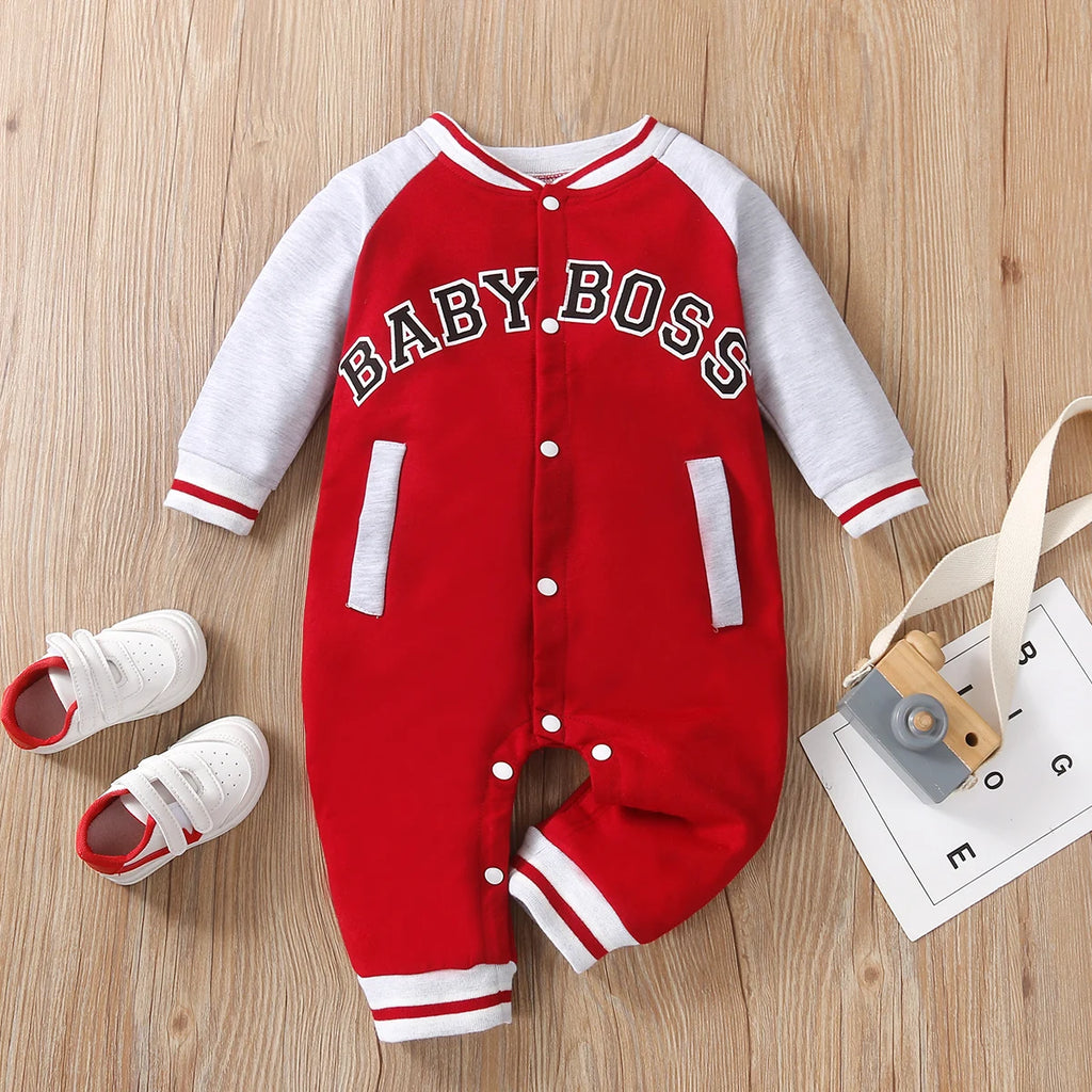 Combinaison Bébé Garçon Imprimé Lettres – Body Manches Longues Col Rond Tendance
