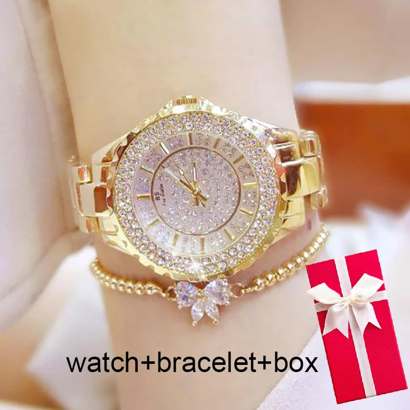 Montre Femme Or Bracelet Dress Luxe 2025 – Acier Complet Élégante Fashion Top Brand