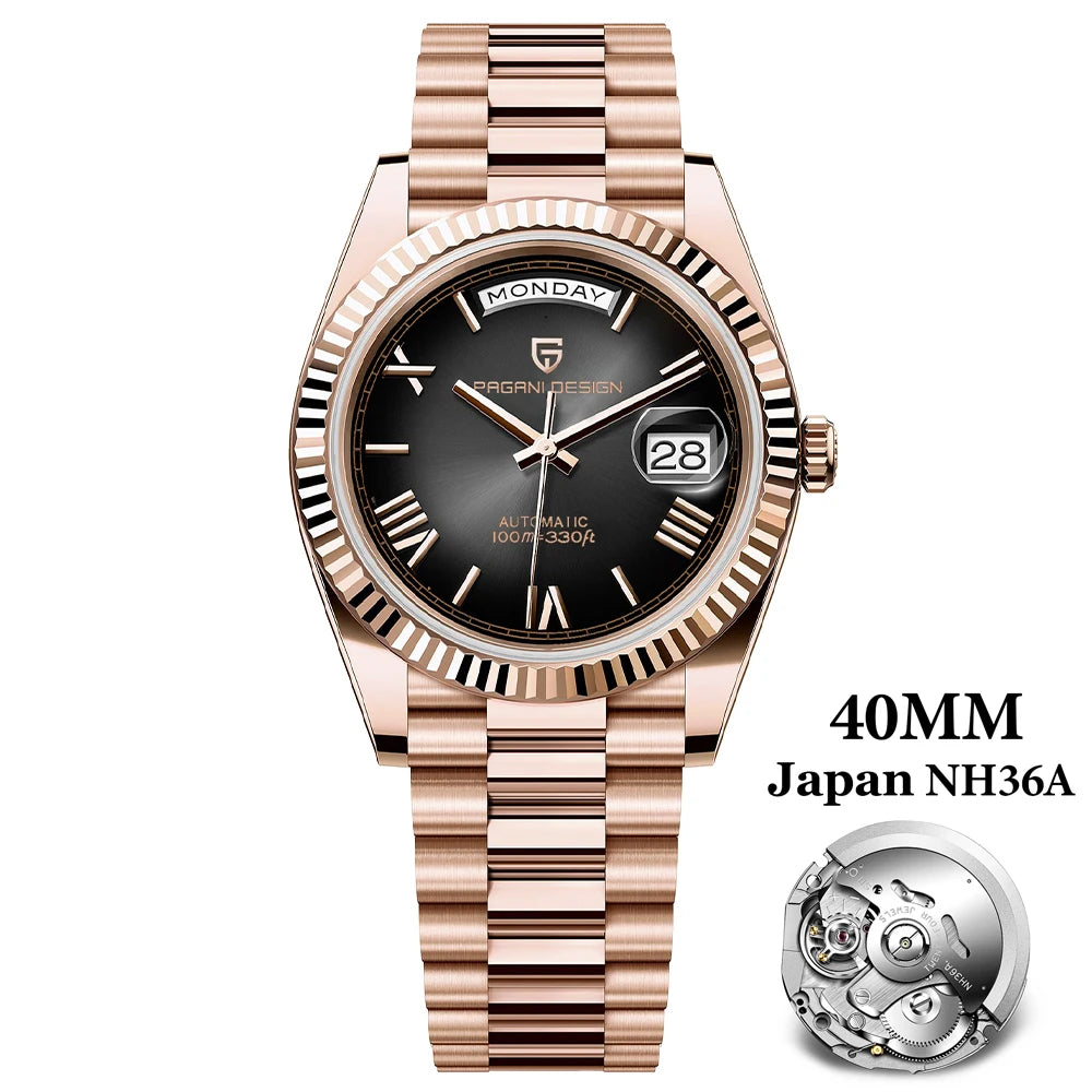 Montre Homme PAGANI DESIGN DD40 Or Rose Automatique 2026 – Saphir AR Date Luxe