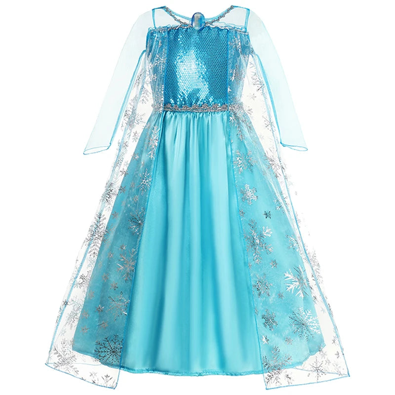 Robe Princesse Fille Déguisement Elsa Anna Ariel – Costume Carnaval Halloween Fête Cosplay Enfant