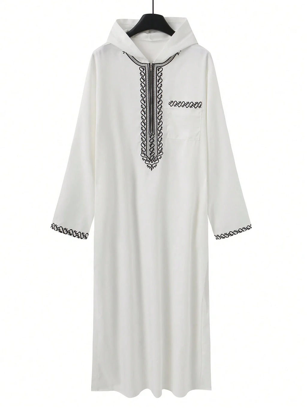 Djellaba Abaya Herren Marokkanisch Lang Kapuze Luxus-Stickerei Seitentaschen Mittlerer Osten Muslimischer Stil Elegant Zeremonie – Premium Traditionelles Gewand | Premium Orientalische Herrenmode