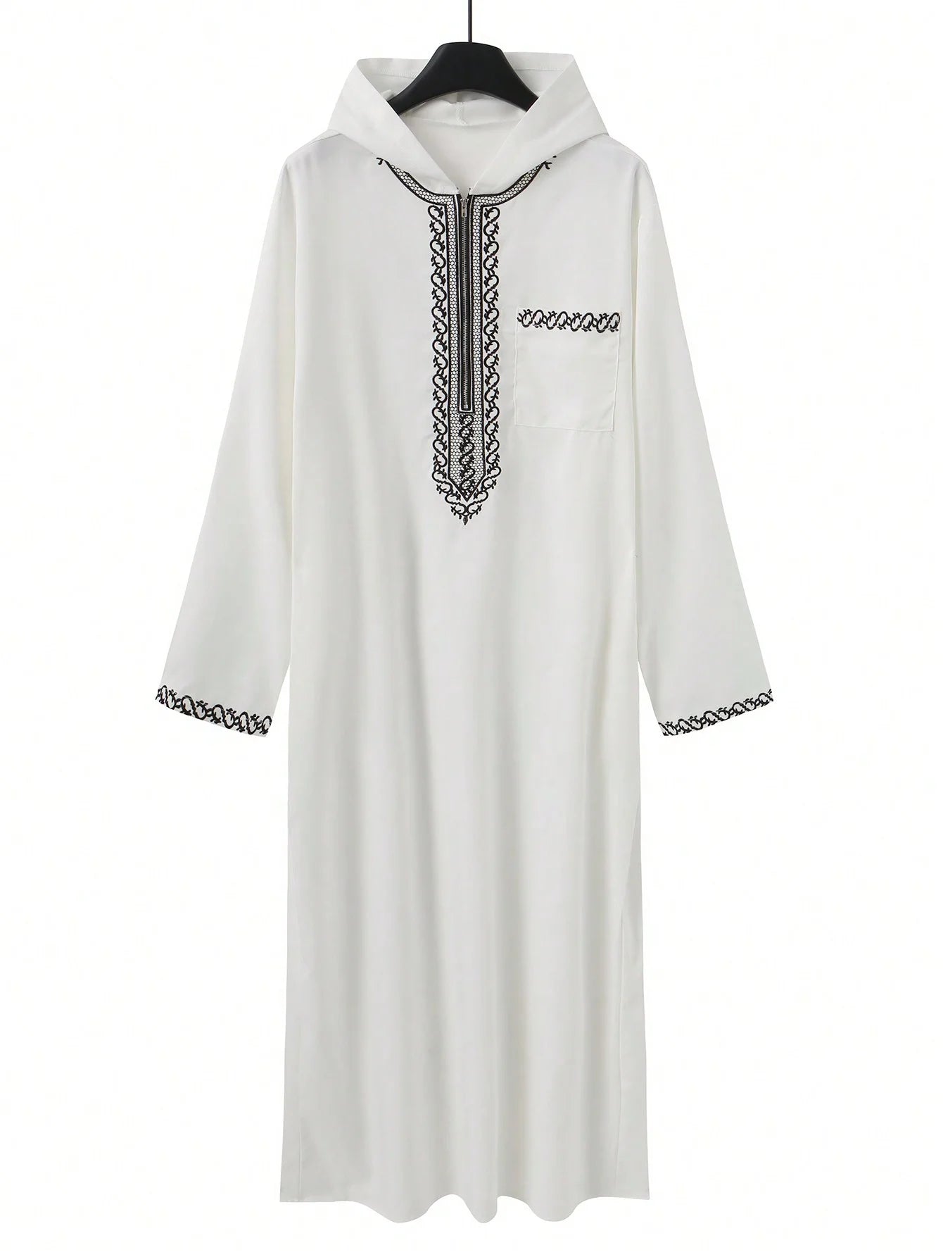 Djellaba Abaya Herren Marokkanisch Lang Kapuze Luxus-Stickerei Seitentaschen Mittlerer Osten Muslimischer Stil Elegant Zeremonie – Premium Traditionelles Gewand | Premium Orientalische Herrenmode