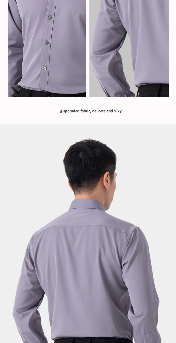 Chemise Homme Slim Fit Couleur Unie – Business Casual Classique Manches Longues Légère | Mode Homme Premium