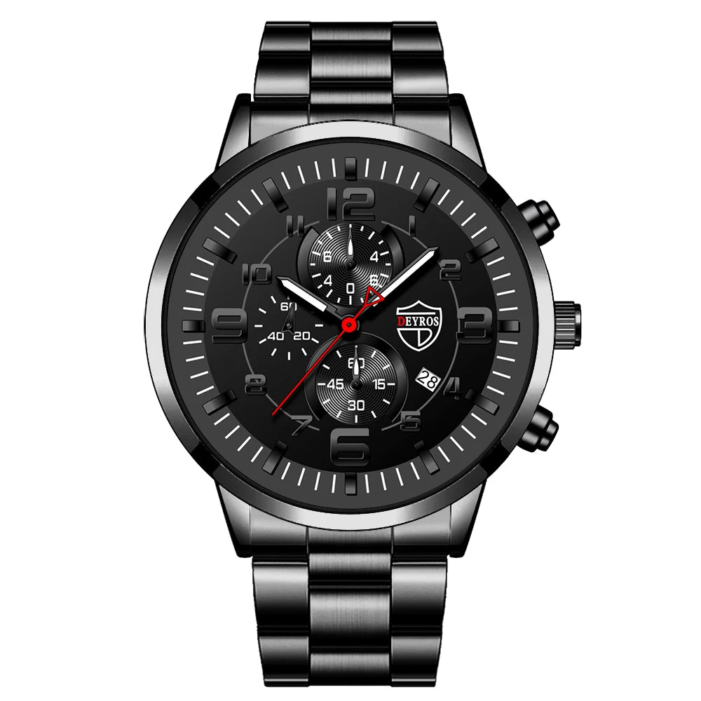 Montre Homme Luxe Quartz Acier Inoxydable Cuir Calendrier Lumineux – Sport Business Fashion