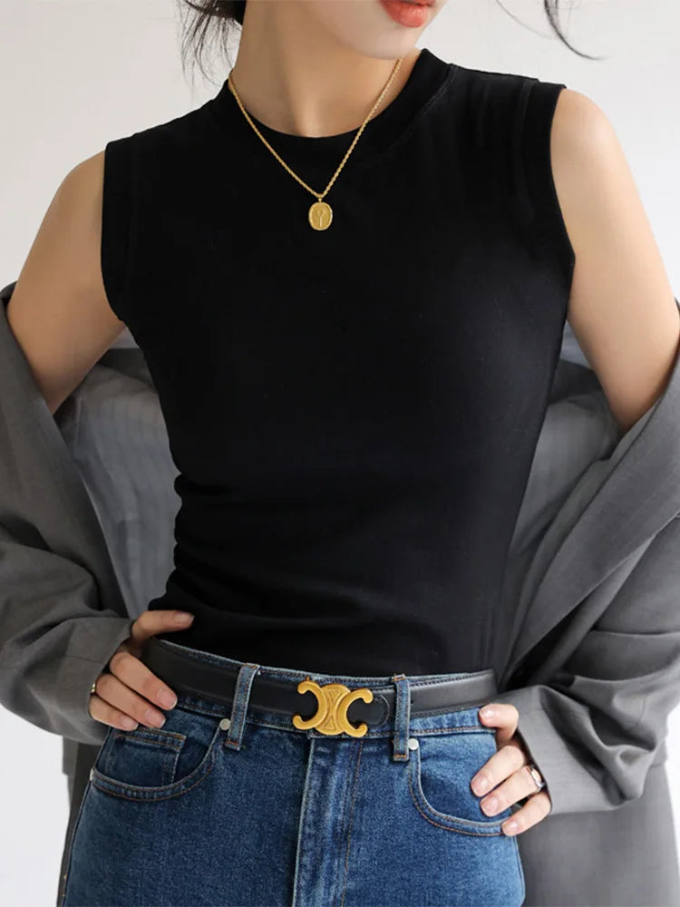 Caraco Débardeur Femme Col Rond Multicolore Basique Sans Manches – Top Sous-Vêtement Couvrant Décolleté Latéral | Mode Essentiel